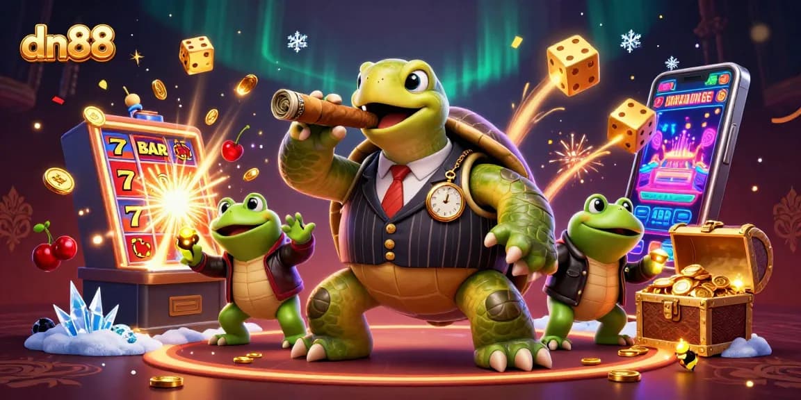 Experience exhilarating jackpots at dn88 with our colorful cartoon casino scene featuring engaging characters and dynamic game elements.