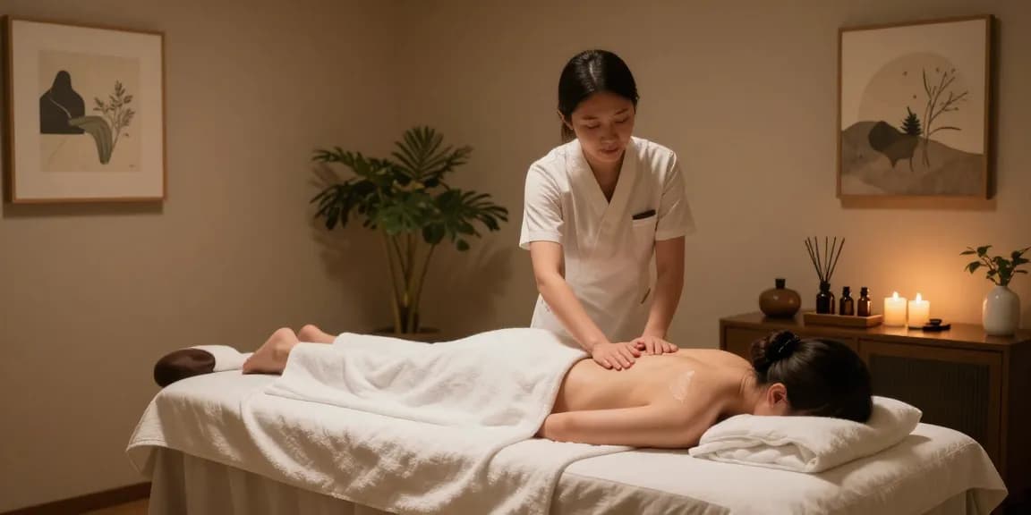 Relaxing 대구마사지 session in a serene spa environment with calming decor and ambient lighting.