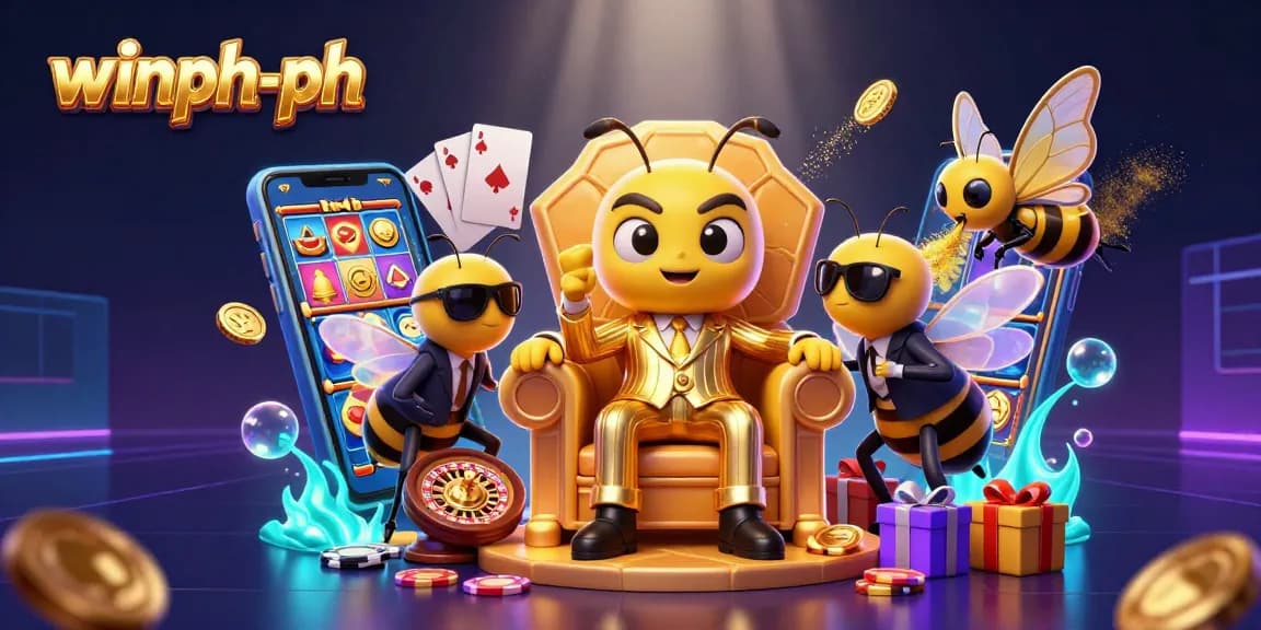 Engaging winph-ph online casino scene featuring a buzzing bumblebee mob boss, immersive gambling elements, and vibrant colors.