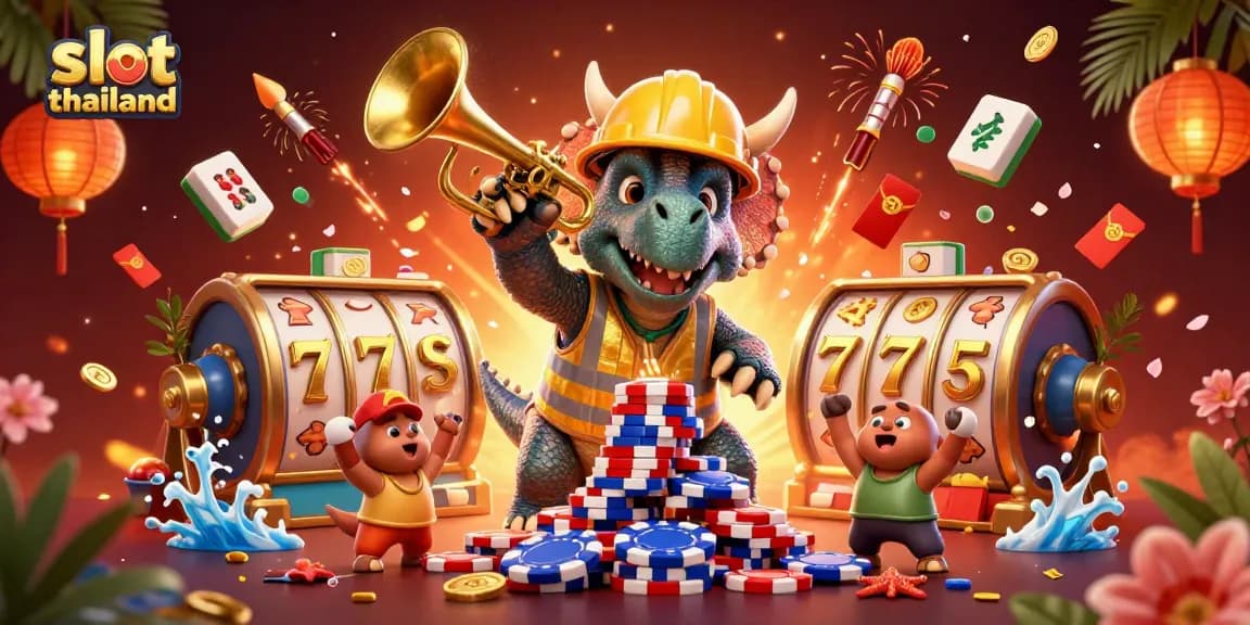 Experience the excitement of slot thailand with vibrant characters celebrating jackpot moments!