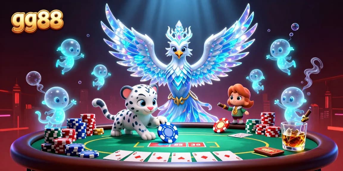 Engage in thrilling fun at gg88, where players encounter an ice phoenix and poker chips.