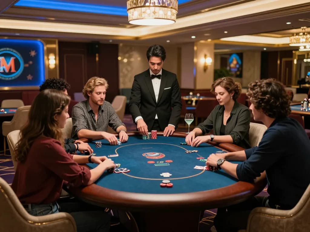 MM88's exclusive poker table invites players to engage in high-stakes strategy with a luxurious setting.