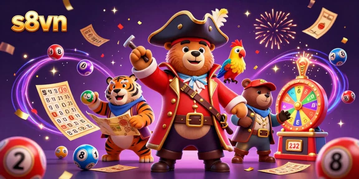 Experience exciting gameplay at s8vn with vibrant lottery and gaming elements in a captivating illustration.