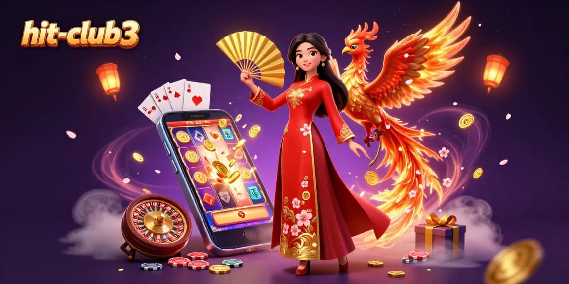 Engage in the excitement of hit-club3 with stunning visuals of gaming elements and vibrant characters.