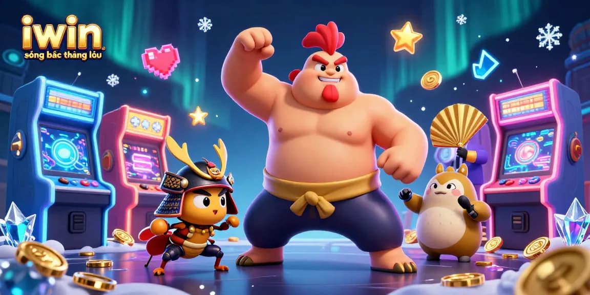 Engage in thrilling gameplay at iwin sòng bạc thượng lưu, featuring vibrant characters and casino elements.