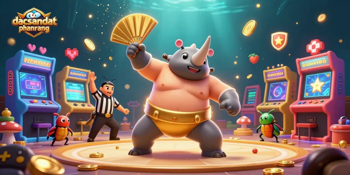 Experience the excitement of dacsandatphanrang with this dynamic 3D illustration of a beetle-themed casino scene.