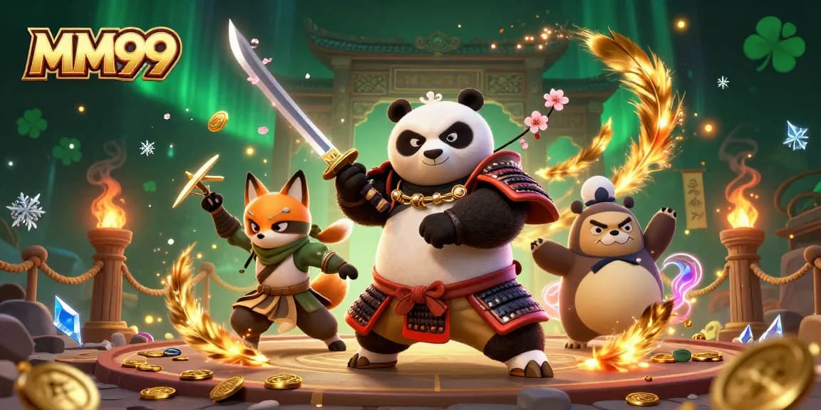 Engage with MM99's thrilling games, featuring vibrant samurai and fox characters in an exciting casino atmosphere.