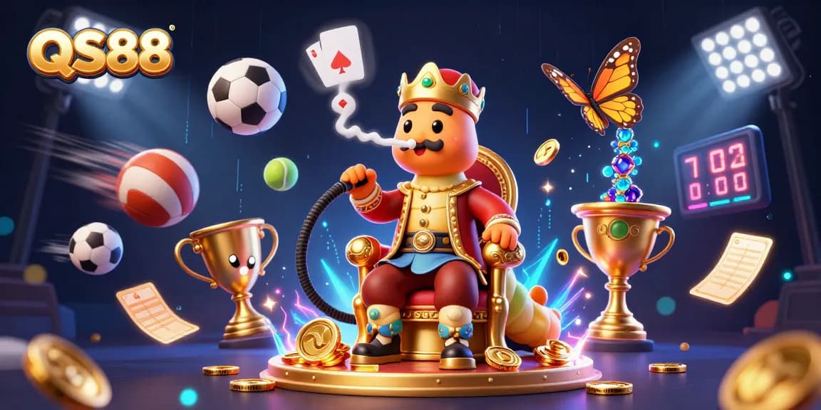 Engage with QS88's vibrant casino experience featuring dynamic 3D characters amidst rich gambling elements.