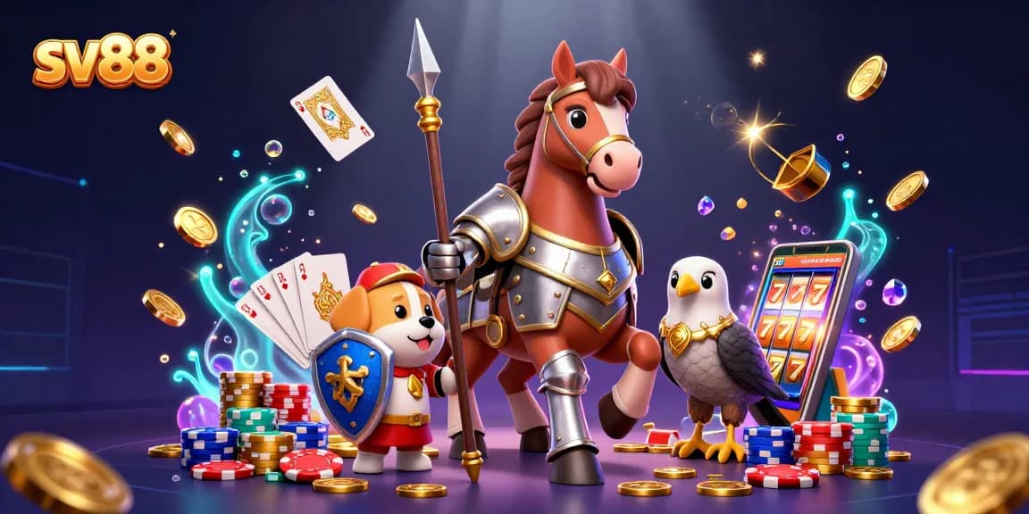 Spin winning reels with sv88, showcasing vibrant casino elements in a detailed 3D scene.