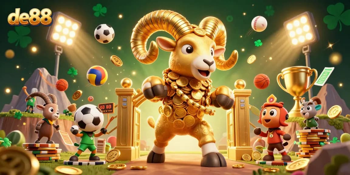 Experience thrilling gameplay with de88 in this dynamic casino illustration showcasing sports betting elements.