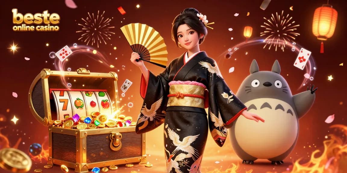 Experience excitement at the beste online casino with vibrant 3D illustration showcasing games and celebration.