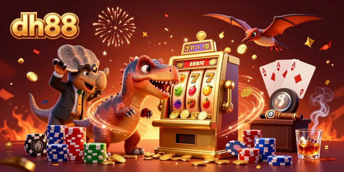 Experience thrilling jackpots at dh88 with dynamic 3D characters in a vibrant casino scene.