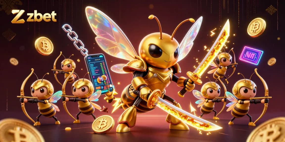 Engage in epic battles at zbet with a vibrant 3D illustration of a hornet samurai and bee archers.