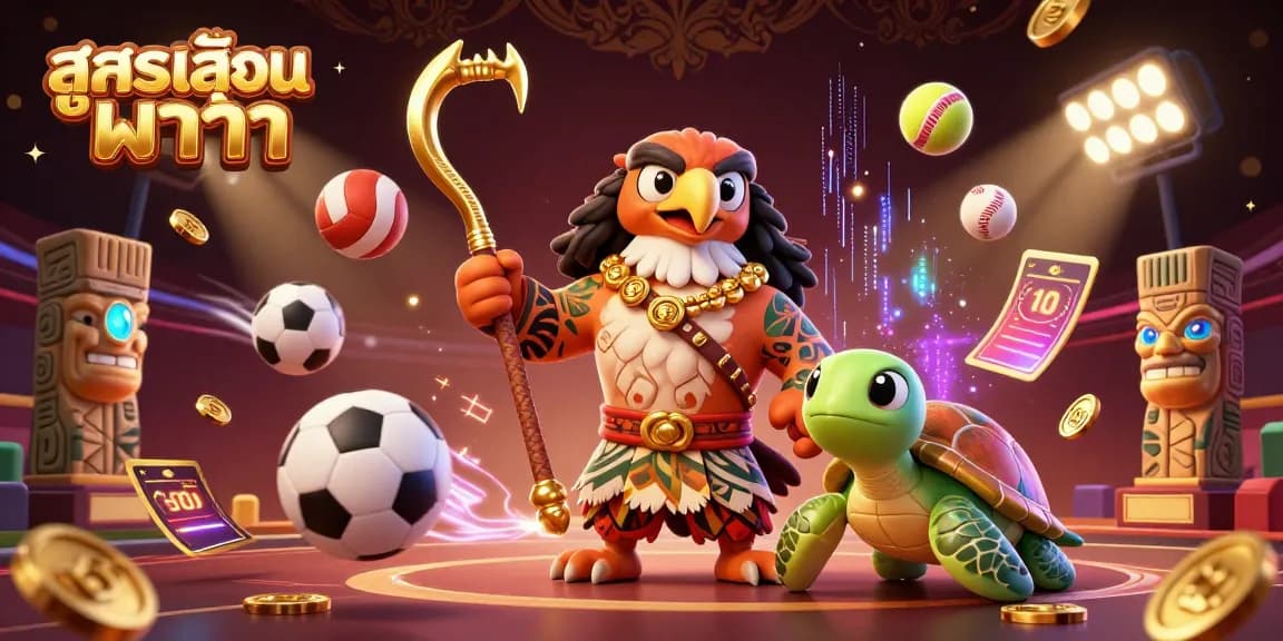 Engage with สูตรเล่นบาคาร่า strategies in this vibrant sports betting scene featuring dynamic characters and elements.