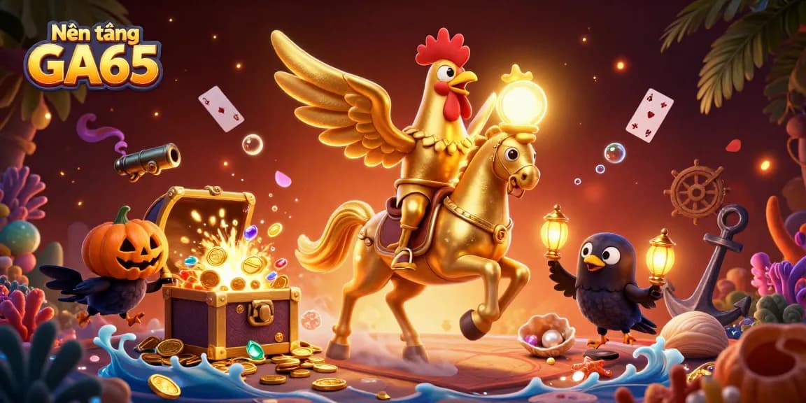Engage with the immersive Nền tảng GA65 for thrilling golden rooster cockfighting action.