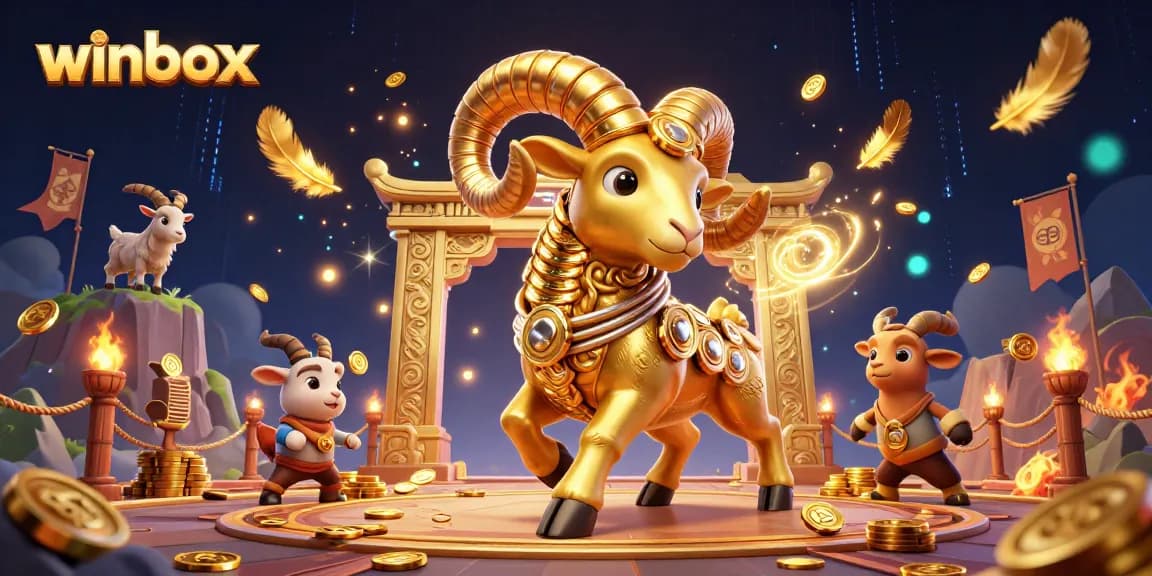 Engage in thrilling gaming action with winbox's massive golden ram charging through a dynamic casino scene.
