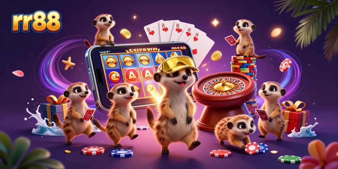 Experience thrilling gaming at rr88 with meerkats running a vibrant casino operation.