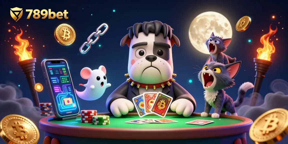 Engage with the vibrant atmosphere of 789bet’s gaming scene featuring a spooky table and playful characters.