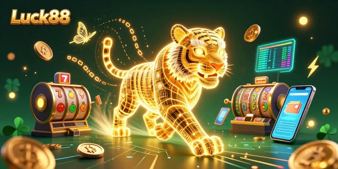 Experience Luck88's exciting gameplay with vibrant slot elements and digital energy symbols.