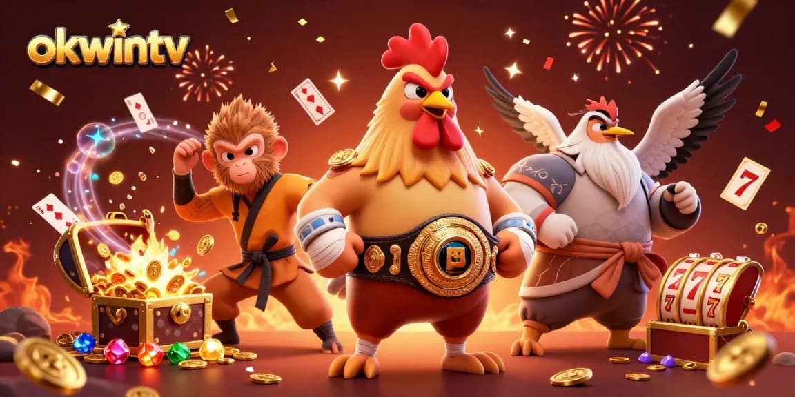 Experience thrilling online gambling excitement with okwintv's colorful casino scene featuring vibrant characters.