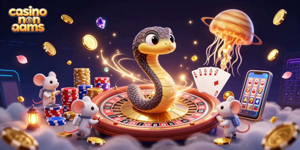 Giocatori scommettono in un vibrante casino non AAMS con elementi di roulette e slot machines.