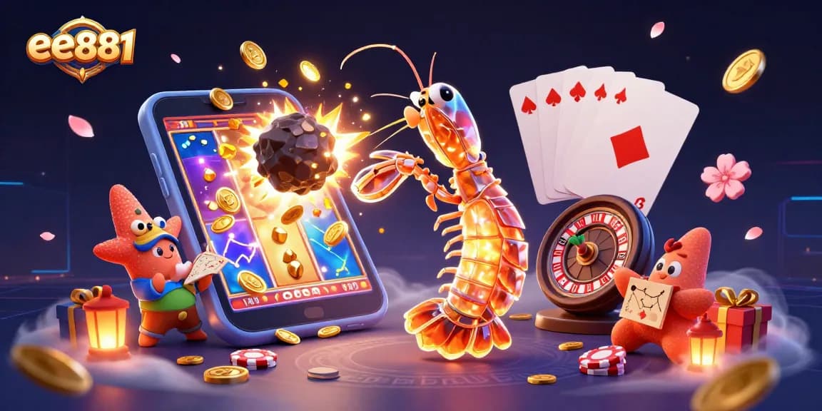 Engage in thrilling casino action with ee881 as a galactic samurai mantis shrimp punches through an asteroid into golden wins.