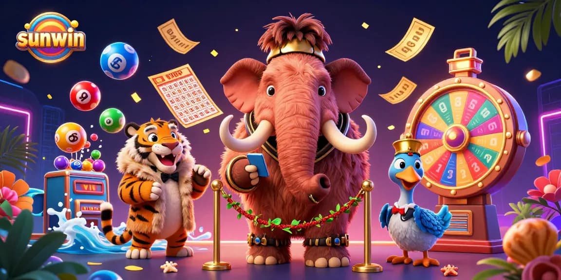 Sunwin features a woolly mammoth bouncer, a saber-tooth tiger VIP, and dynamic casino elements.