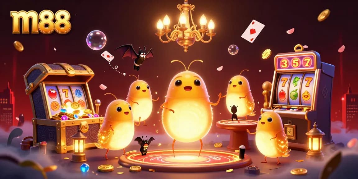 Step into the dazzling world of m88 as glowing characters light up a vibrant casino filled with treasures and excitement!