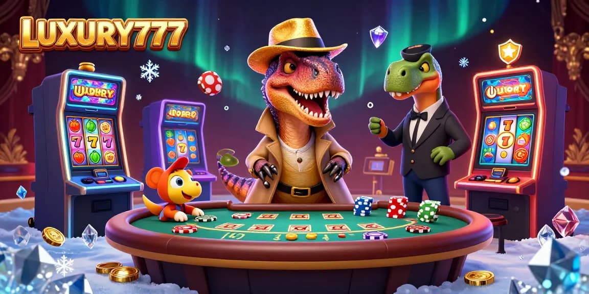 Permainan LUXURY777 yang seru dengan velociraptor dan stegosaurus di meja blackjack.