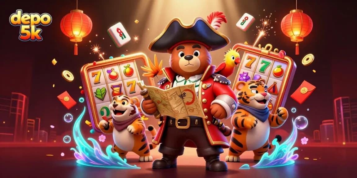 Engage in a thrilling depo 5k casino adventure with a pirate bear captain, tiger, and lucky elements