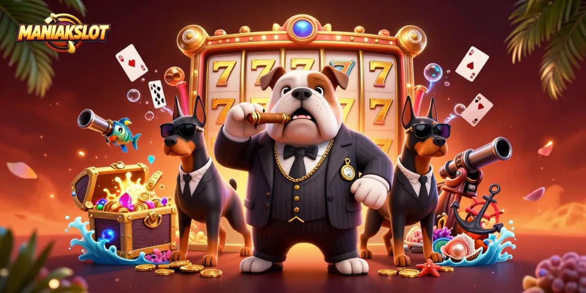 Join the excitement with MANIAKSLOT as a bulldog boss and his Doberman bodyguards showcase jackpot slot thrills.