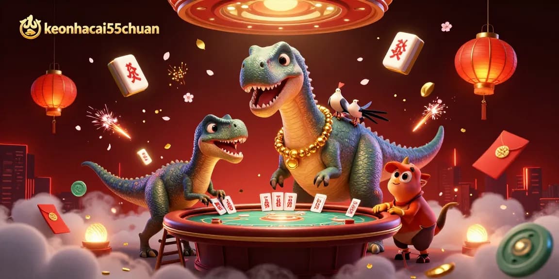 Engage with keonhacai55chuan in a vibrant casino scene filled with whimsical elements and excitement.