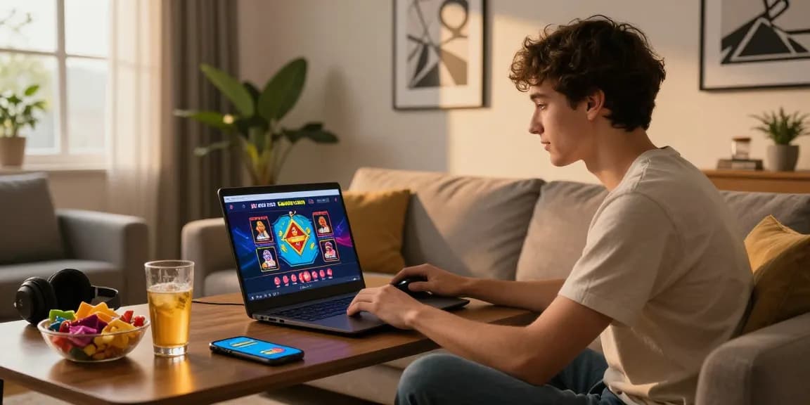 Engaging experience at credit card casinos with a cozy online gaming setup.