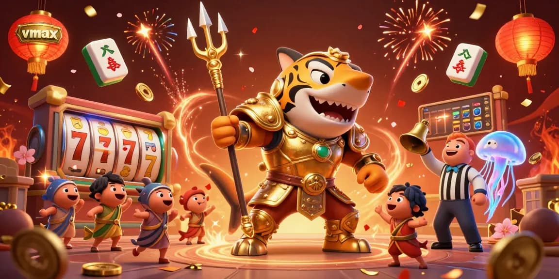 Engage with vmax's thrilling 3D casino experience featuring vibrant slot reels and an epic underwater showdown.