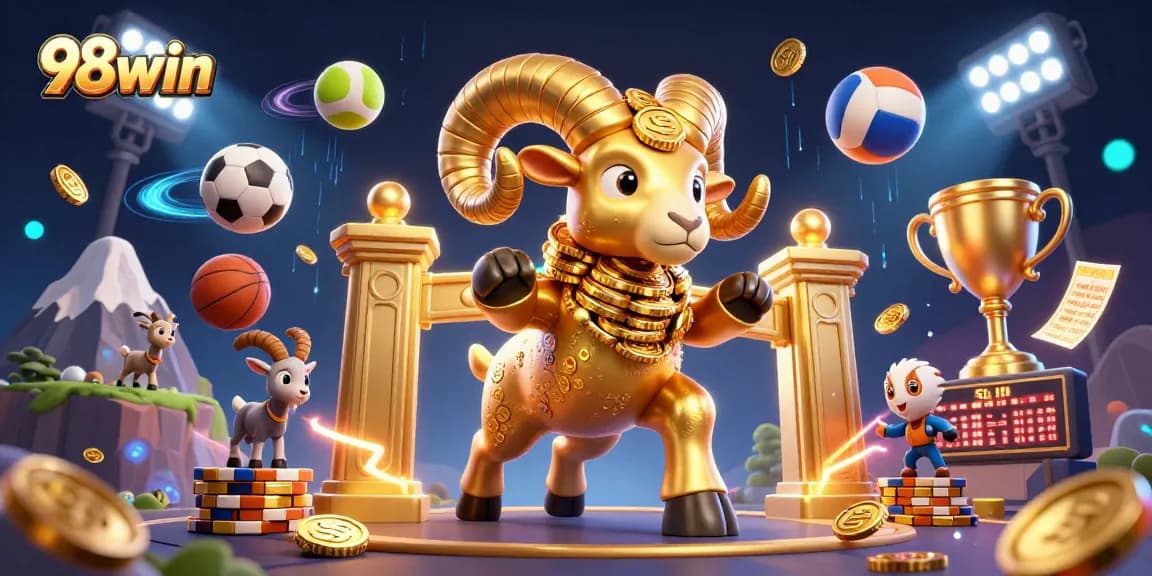 Experience exciting wins at 98win with dynamic sports betting and casino action in vibrant 3D style.
