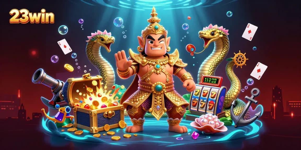 Experience immersive gaming action with 23win featuring vibrant characters and dynamic casino elements.