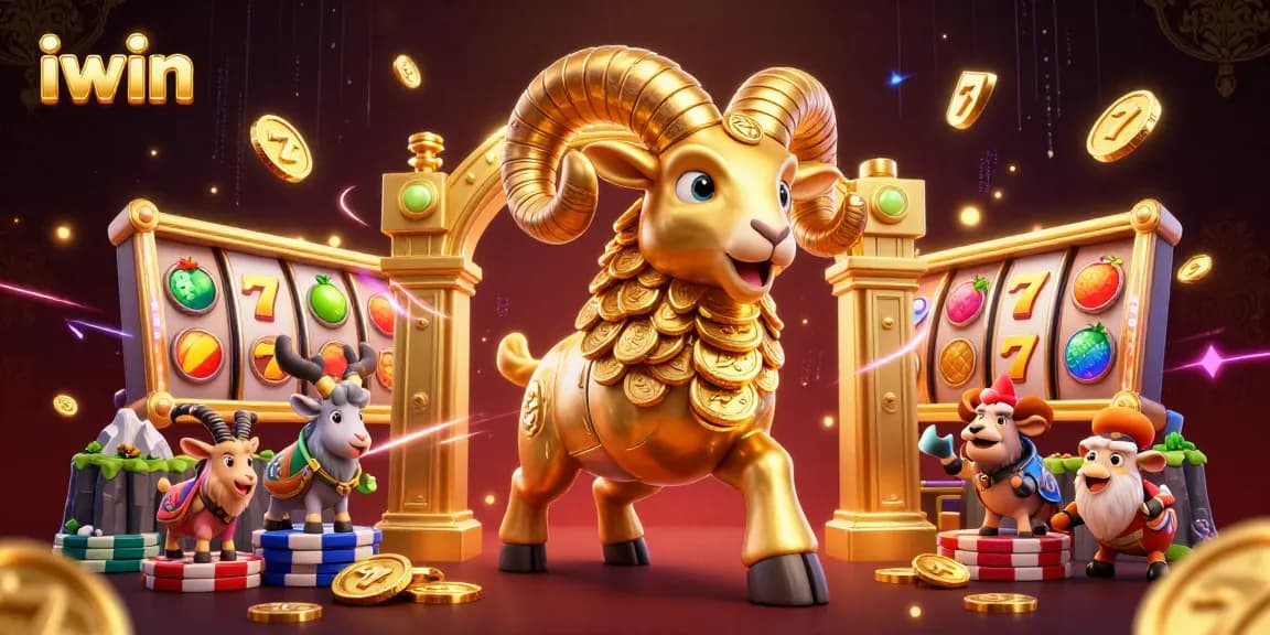 iwin showcases an exciting slot game scene with golden characters and vibrant casino elements