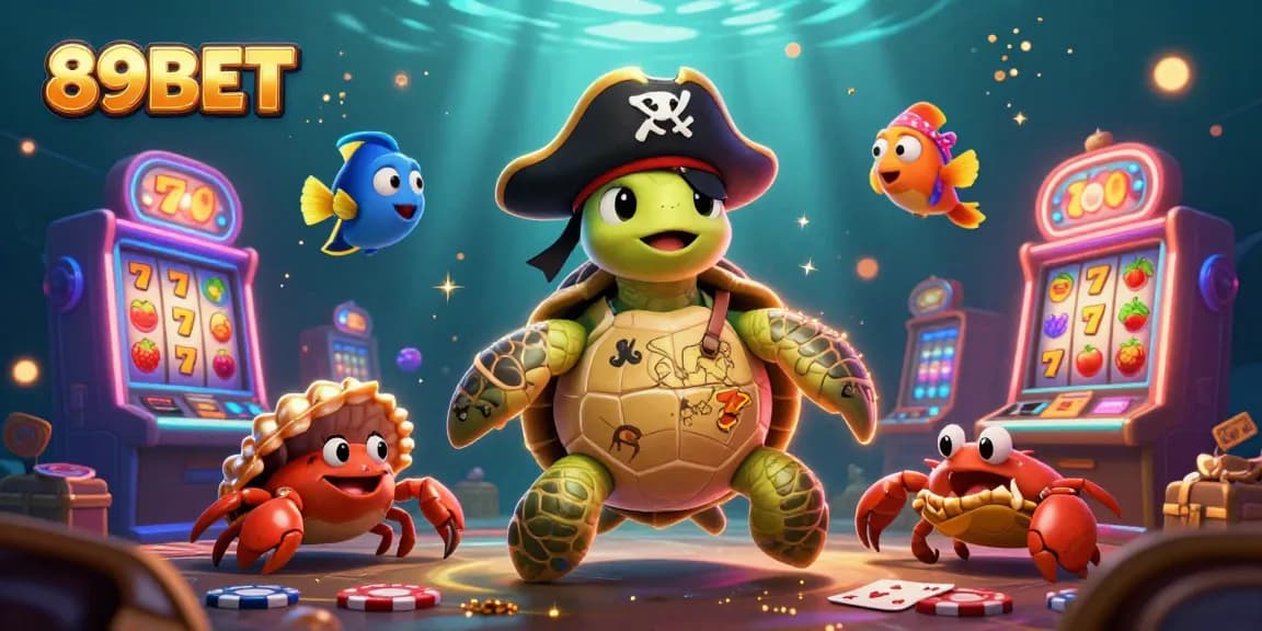 Engage with exciting slots gameplay at 89BET featuring vibrant pirate-themed characters and casino elements.