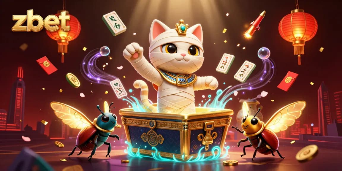 Experience exciting gameplay at zbet with a dynamic 3D casino scene featuring an Egyptian mummy cat.