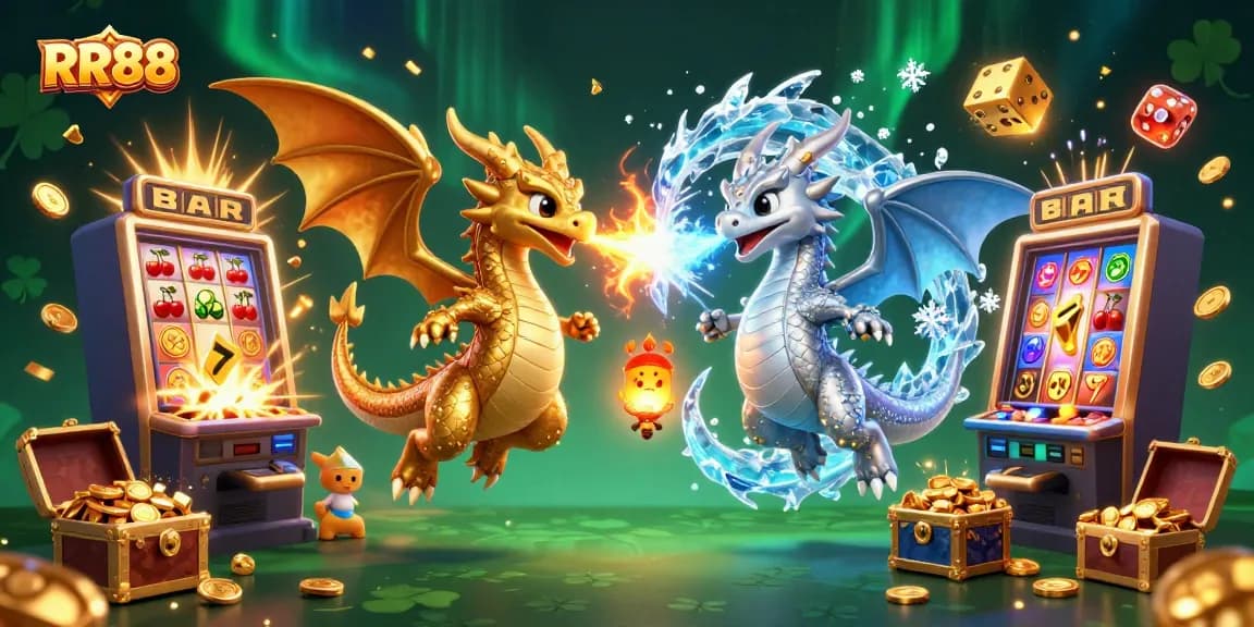 Experience the thrill of winning at RR88 with a dynamic 3D scene of dragons amidst jackpot excitement.