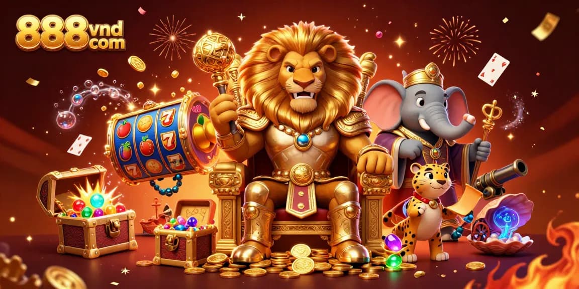 Win big at 888vnd com with slots and vibrant 3D illustration featuring entertaining casino characters.