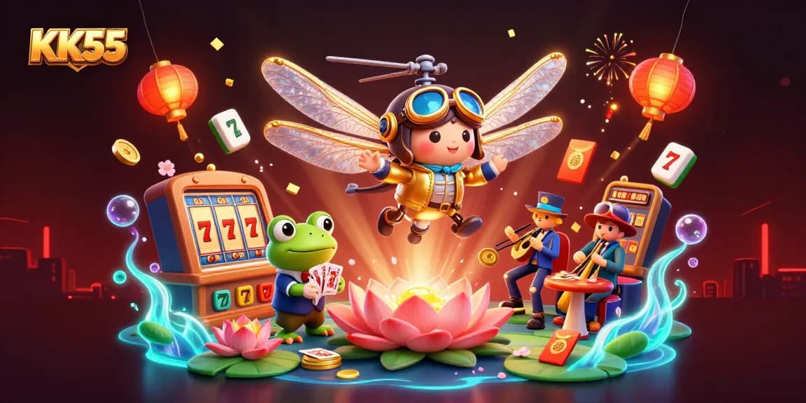 Engage in exciting gameplay at KK55 Casino with dynamic slot reels and a lively atmosphere.