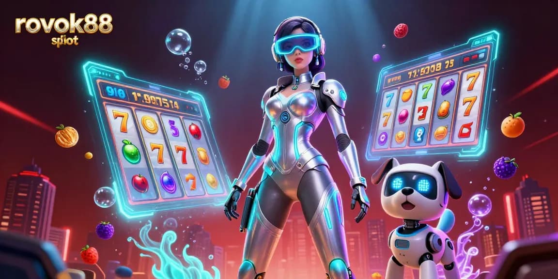 Spin the reels with the rokok88 slot in a vibrant 3D casino scene full of energy.