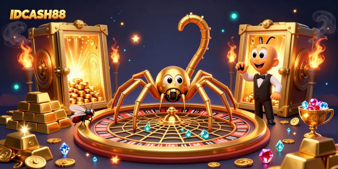 Place bets with IDCASH88 while enjoying the captivating 3D casino-themed illustration.