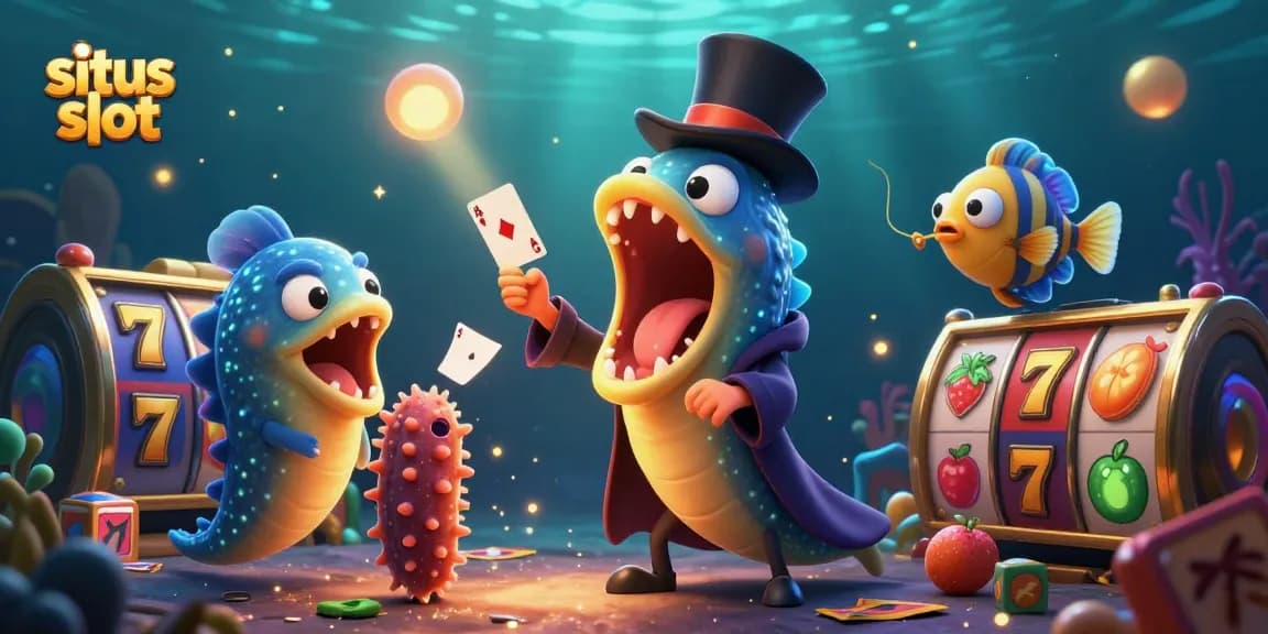 Pemain situs slot menikmati aksi menguntungkan dan jackpot dalam ilustrasi 3D yang menarik.