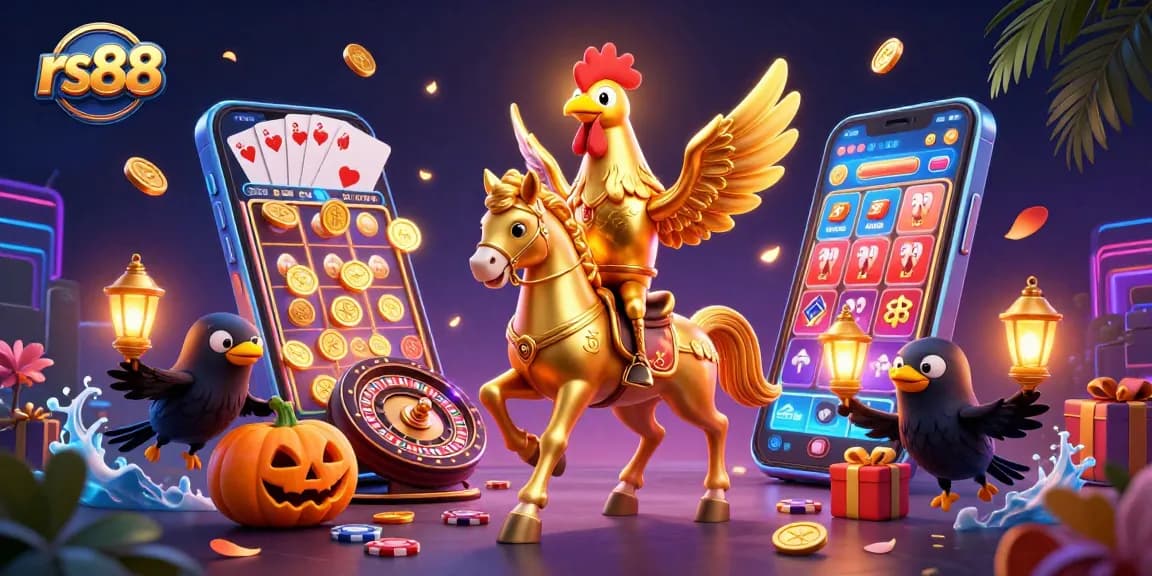 Experience thrilling gameplay at rs88 with golden rooster and casino magic in a cinematic midnight scene.