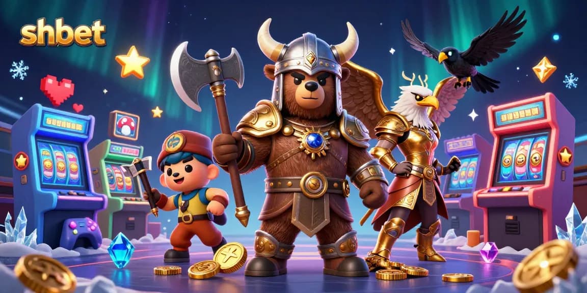 Engage with the exciting world of SHBET as a Viking berserker battles for jackpot wins amidst vibrant casino elements.