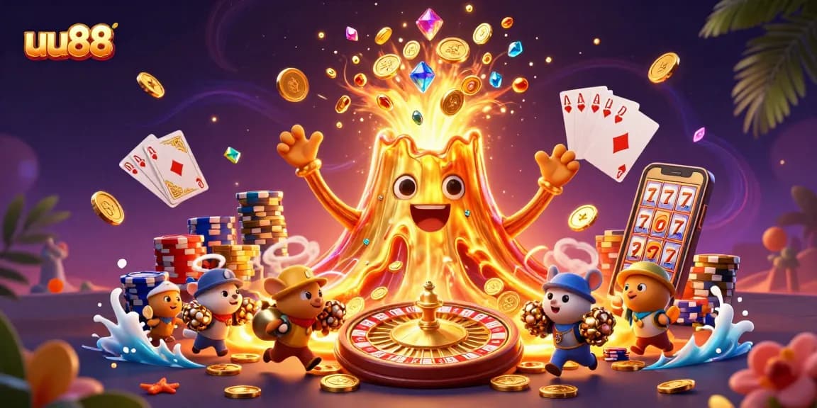 Experience the excitement of uu88's thrilling casino adventures with a treasure-mapping volcano.