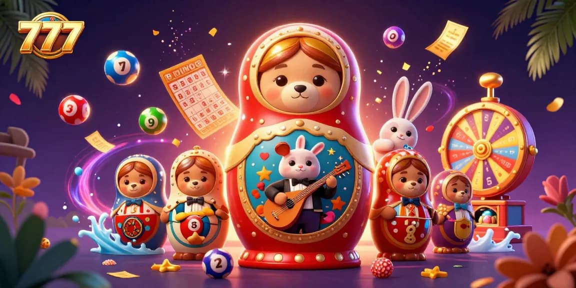 Experience the thrill of 777 with lively cartoon characters in a captivating casino-themed scene.