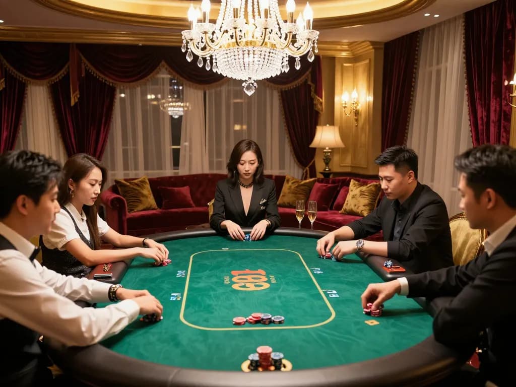 lc88 vip players enjoying exclusive poker game in luxurious high-roller room.